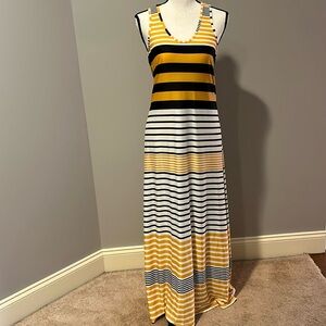 Magic Yellow and Black Halter Maxi Sundress